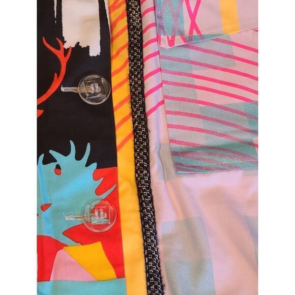 Custo Barcelona Midi A-line Skirt Y2K Multicolor Geometric w/Deers 4US/38 EUR - Picture 13 of 16